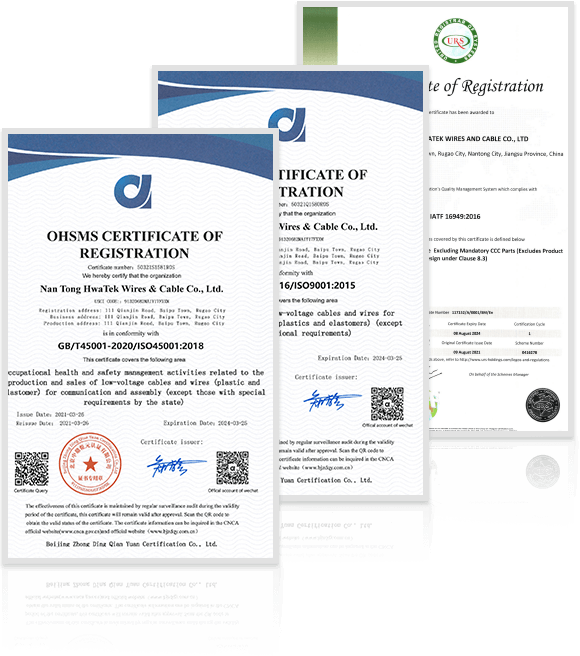 safety certificates for premium wires and cables
